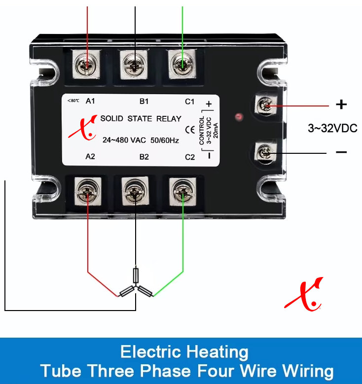 SSR 24-480V AV/PÅ 10-200A DC-AC, AC-AC