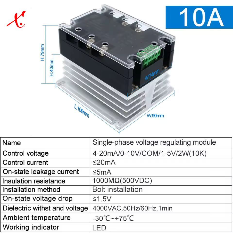 SSR 220V / 380VAC m/Kjøling - Regulert