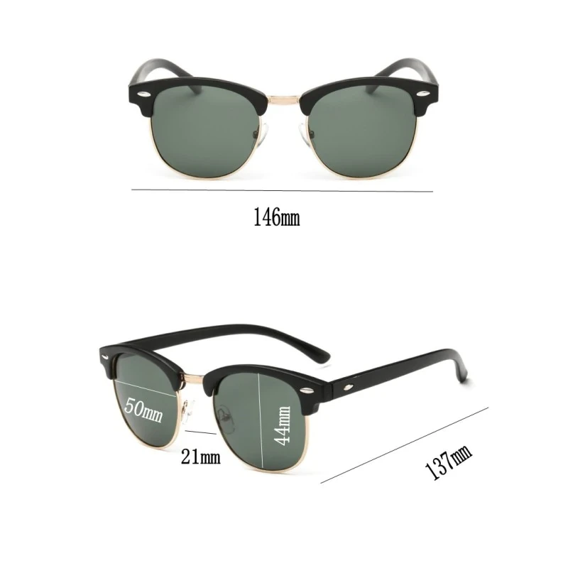 Men UV400 Sunglasses Men Women Luxury Vintage Semi-Rimless Brand Designer Fashion Mirror Shades