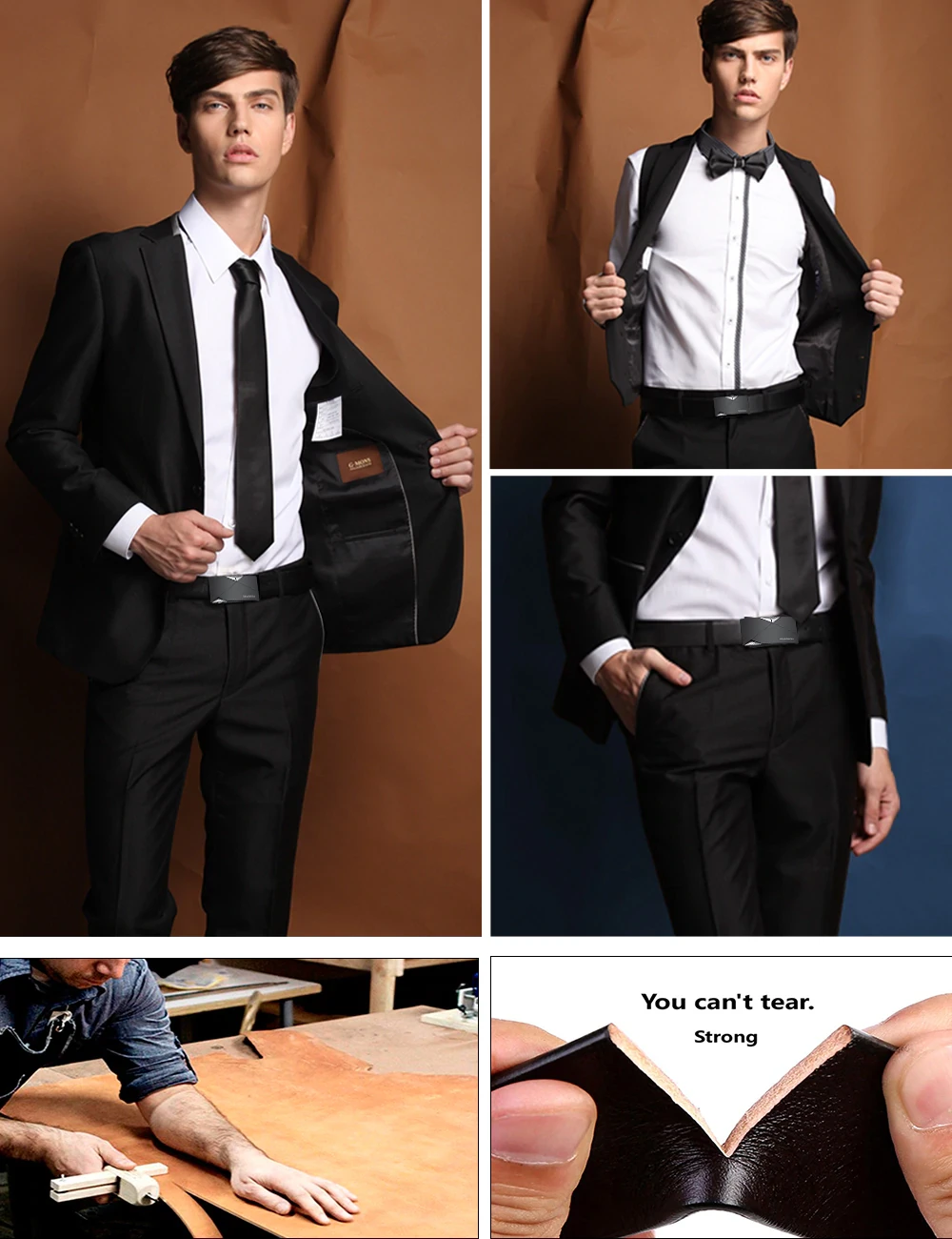 WILLIAMPOLO Fashion Men Leather Belts Solid Buckle