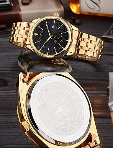 Fanmis Men's Luxury Analog Quartz Gold Wrist Watches