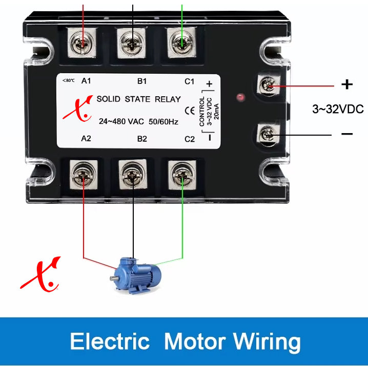SSR 24-480V AV/PÅ 10-200A DC-AC, AC-AC