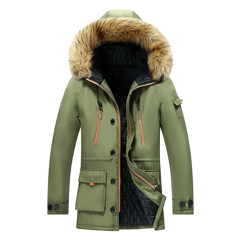 Hot Mens Parka Coats Men Winter Warm Hooded