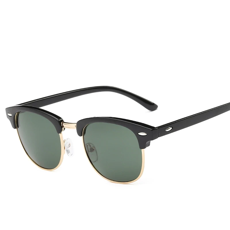 Men UV400 Sunglasses Men Women Luxury Vintage Semi-Rimless Brand Designer Fashion Mirror Shades