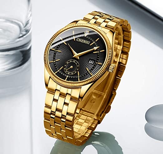 Fanmis Men's Luxury Analog Quartz Gold Wrist Watches