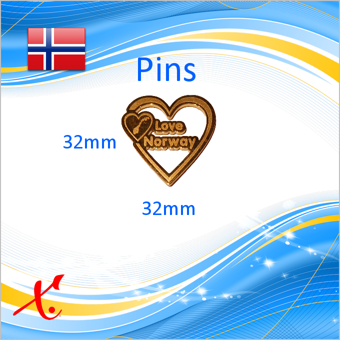 Pins - Love Norway - 32x32mm Specially made