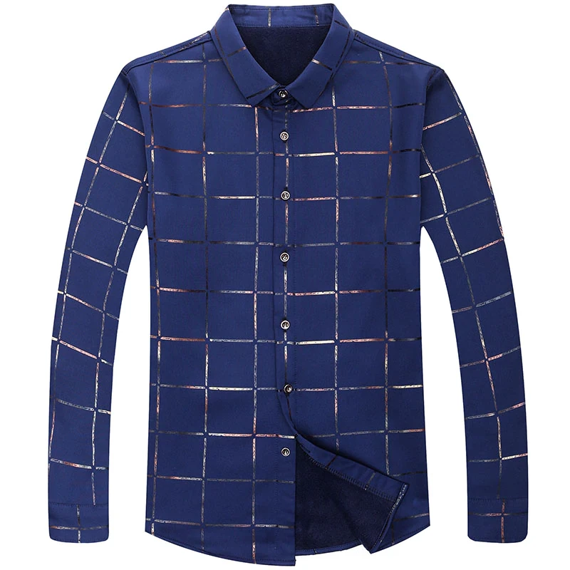 2019 brand casual spring luxury plaid long sleeve slim fit men shirt